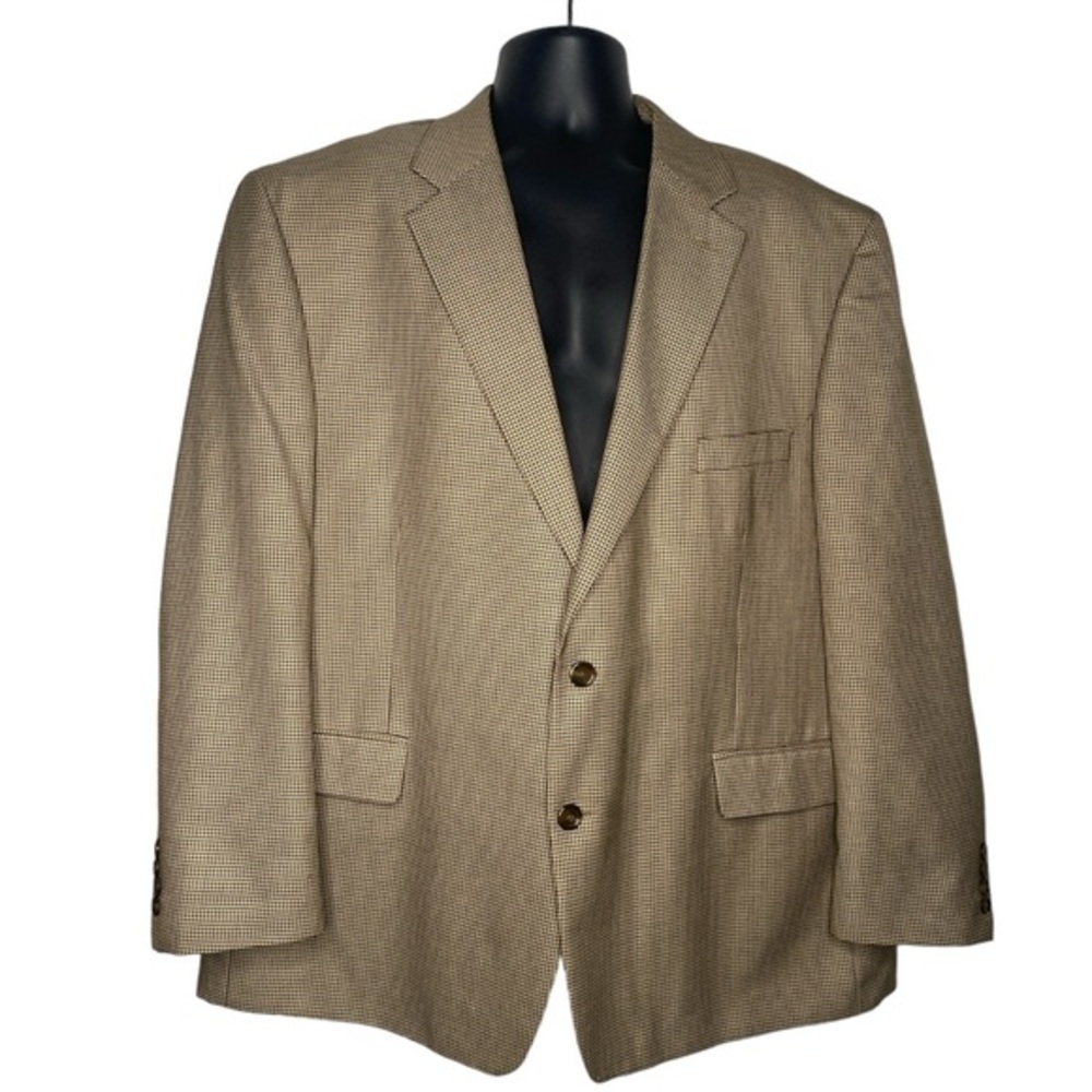 Stafford Classic Cut Houndstooth Print Sport Coat (Size:50R, Color:Taupe/Black)